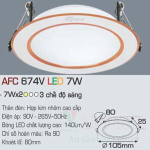 Đèn led âm trần Anfaco AFC-674V - 7W, 3CĐ