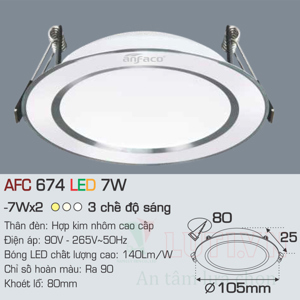 Đèn led âm trần Anfaco AFC-674 - 7W, 1CĐ