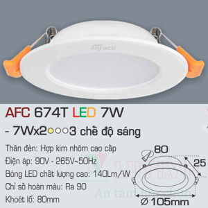 Đèn led âm trần Anfaco AFC-674T - 7W, 3CĐ