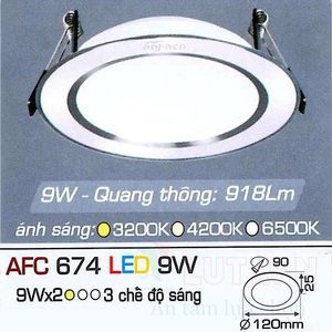 Đèn led âm trần Anfaco AFC-674 - 9W, 3CĐ