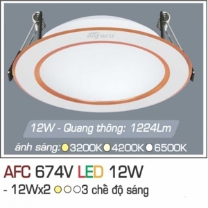 Đèn led âm trần Anfaco AFC-674V - 12W, 3CĐ