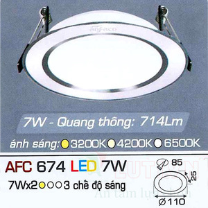 Đèn led âm trần Anfaco AFC-674 - 7W, 3CĐ