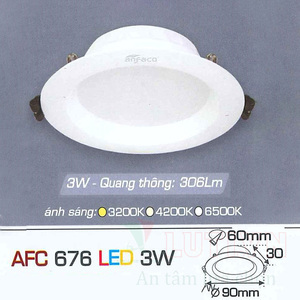 Đèn led âm trần Anfaco AFC-676- 3W