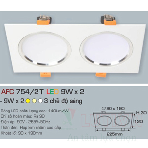 Đèn led âm trần Anfaco AFC-754/2 - 9Wx2, 1CĐ