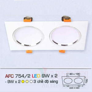 Đèn led âm trần Anfaco AFC-754/2 - 9Wx2, 1CĐ