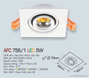 Đèn led âm trần Anfaco AFC-756/1 - 5W