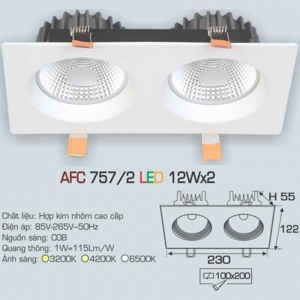 Đèn led âm trần Anfaco AFC-757/2 - 12W