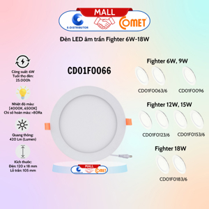 Đèn Led âm trần Fighter 6W CD01F0063 Comet