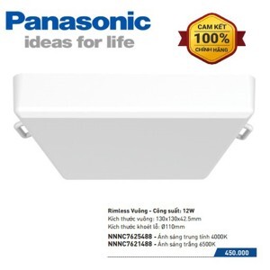 Đèn led âm trần Panasonic rimless NNNC7621488 12W