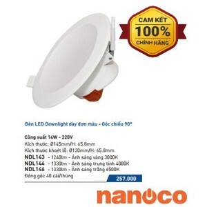 Đèn led âm trần Panasonic 14W NDL143