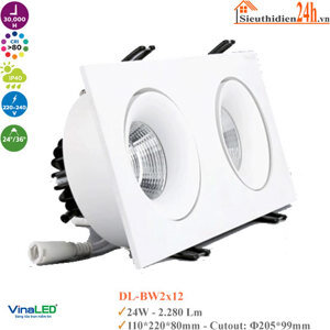 Đèn led âm trần VinaLED DL-BW2x12 - 2x12W