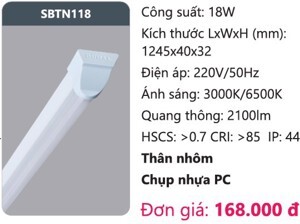 Đèn led Batten Duhal SBTN118 18w