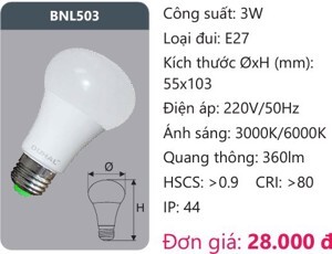 Đèn led Bulb Duhal 3W SBNL503