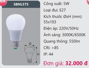 Đèn led Bulb Duhal 5W SBNL575