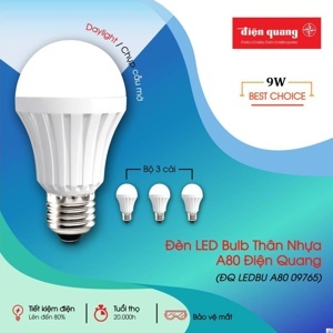 Đèn LED bulb thân nhựa Điện Quang ĐQ LEDBUA80 09765 9W