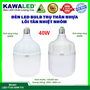 Đèn led bulb trụ thân nhựa tròn Kawaled T120-40W