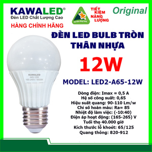 Đèn LED búp 12W KAWALED A65-12W-T/V