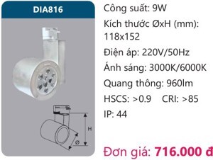 Đèn led chiếu điểm thanh ray Duhal DIA816
