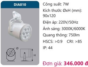 Đèn led chiếu điểm thanh ray Duhal 7w DIA810