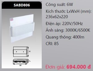 Đèn led chiếu vách Duhal 6w SABD806