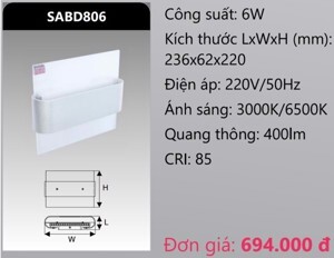 Đèn led chiếu vách Duhal 6w SABD806