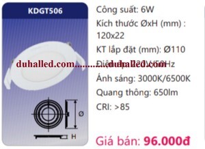 Đèn led downlight âm trần Duhal DG-T506 6W