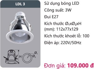 Đèn led downlight âm trần Duhal LDL3