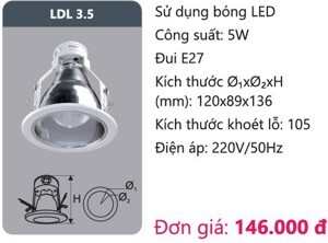 Đèn led downlight âm trần Duhal LDL3.5 5w