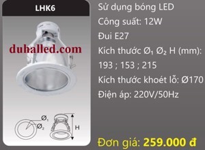 Đèn led downlight âm trần Duhal LHK6