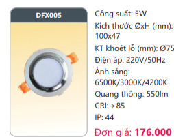 Đèn led downlight đổi màu 5w Duhal DFX005