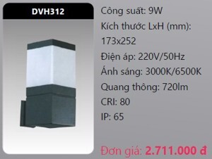 Đèn led gắn vách ngoài trời Duhal DVH312 - 9W