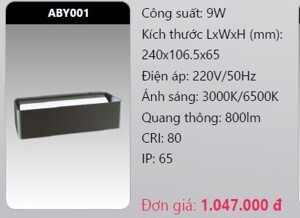 Đèn led gắn vách ngoài trời Duhal ABY001 - 9W