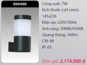 Đèn led gắn vách ngoài trời Duhal DVH305 - 7W