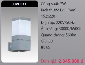 Đèn led gắn vách ngoài trời Duhal DVH311 - 7W