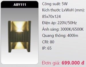 Đèn led gắn vách ngoài trời Duhal ABY111 - 5W