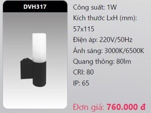 Đèn Led gắn vách ngoài trời Duhal DVH317 - 1W