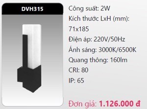 Đèn led gắn vách ngoài trời Duhal DVH315 - 2W