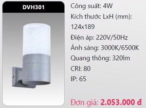 Đèn led gắn vách ngoài trời Duhal DVH301 - 4W