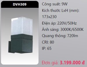 Đèn led gắn vách ngoài trời Duhal DVH309 - 9W