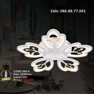 Đèn led mâm ốp trần hiện đại 5 chiếc lá X86-5