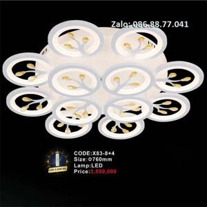 Đèn led mâm ốp trần hiện đại cao cấp X83-8+4