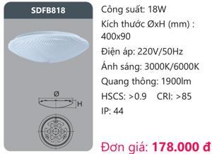 Đèn led ốp trần 18W Duhal SDFB818