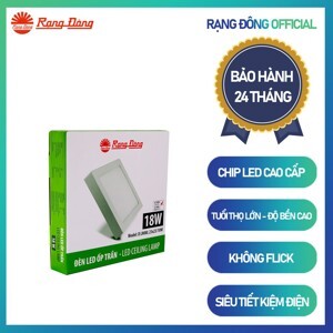 Đèn LED ốp trần cảm biến Rạng đông D LN08L 23x23/18W RAD SS