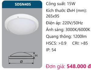 Đèn led ốp trần chống thấm Duhal SDSN405 15W