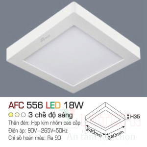 Đèn led ốp trần nổi vuông Anfaco AFC-5565-18W