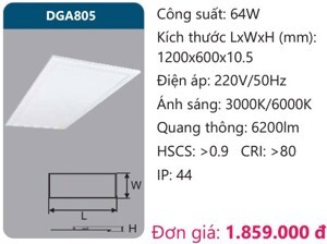 Đèn led Panel 600x1200 Duhal DG-A805