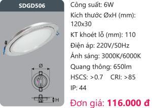 Đèn led panel âm trần tròn 6w Duhal SDGD506