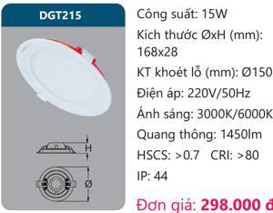 Đèn led panel âm trần tròn Duhal 15w DGT215