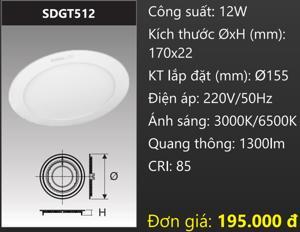 Đèn led panel âm trần tròn Duhal SDGT512