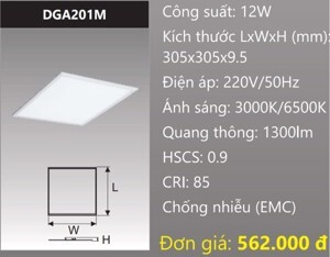 Đèn led panel bảng cao cấp Duhal DGA201M - 12w